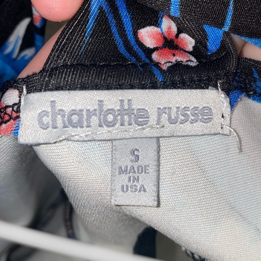 Charlotte Russe - Floral Black and Blue Crop Top S - Picture 3 of 3